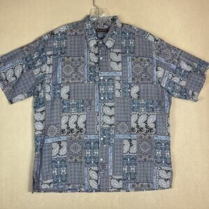 Tori Richard Shirt Mens XL Multicolor Paisley Hawaiian Cotton Lawn Short Sleeve
